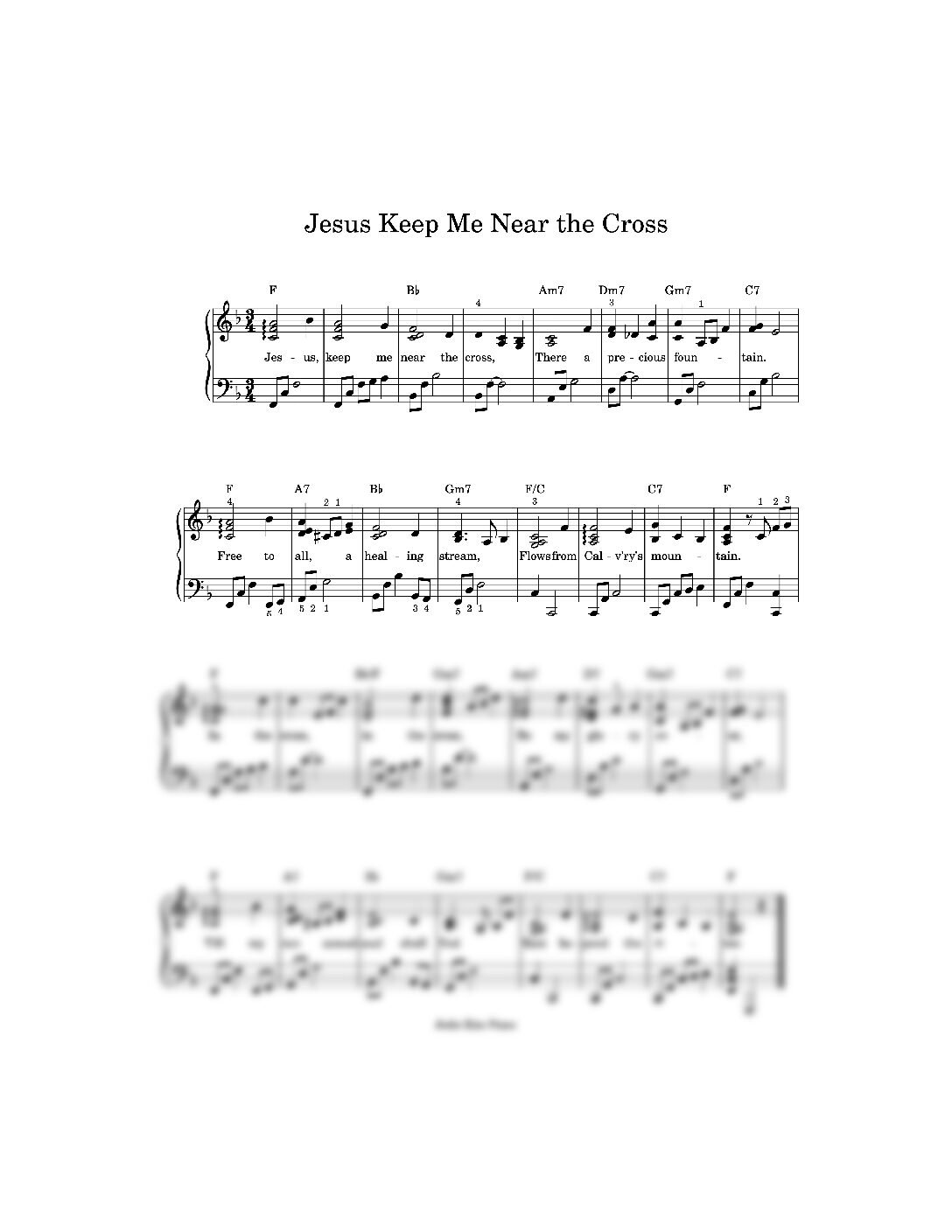 Jesus Keep Me Near The Cross F Major - Piano Sheet Music PDF